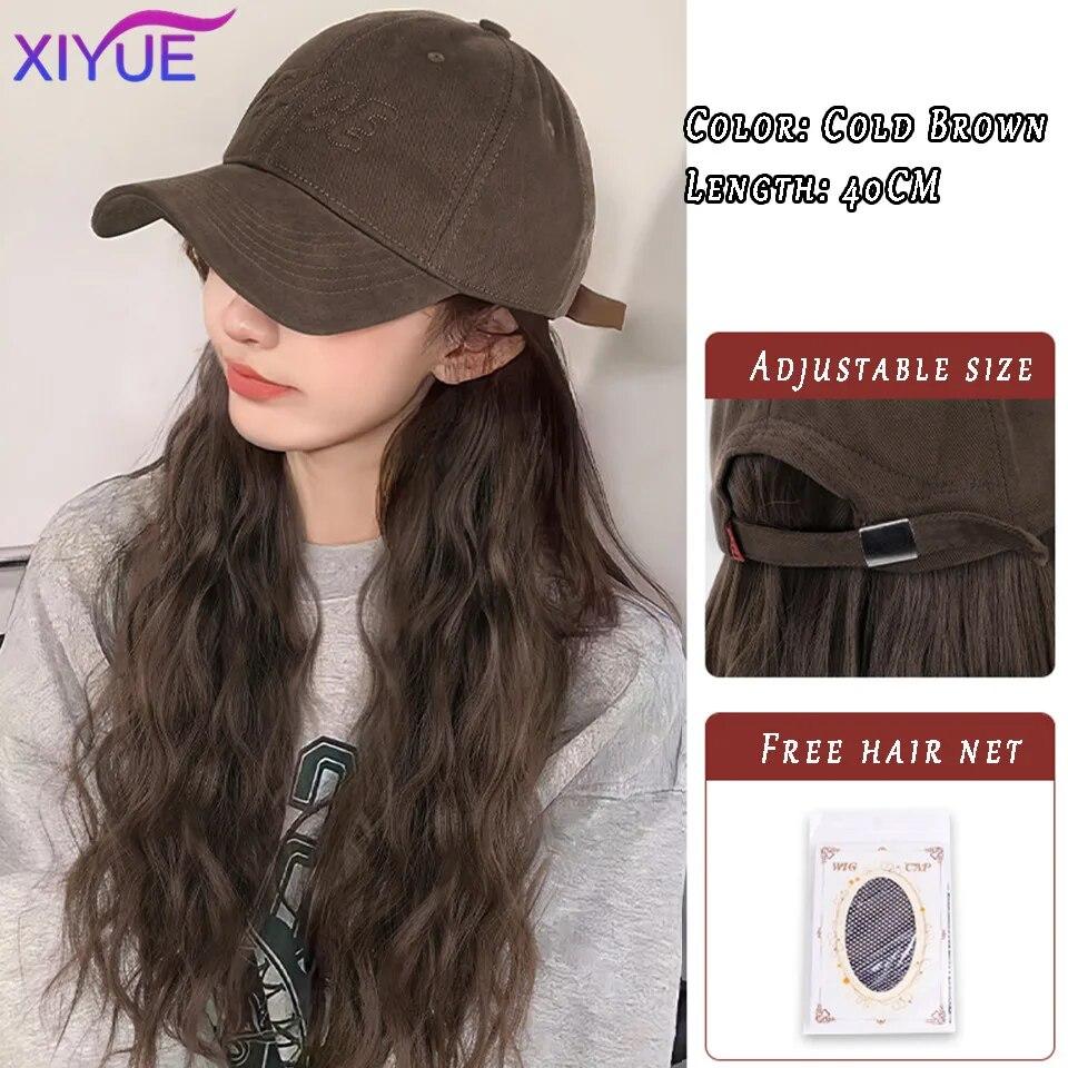 Kapelusz peruka kobiece długie włosy jednoczęściowy kobiecy fason leniwe lekko kręcone włosy czapka z daszkiem peruka pełne nakrycie głowy