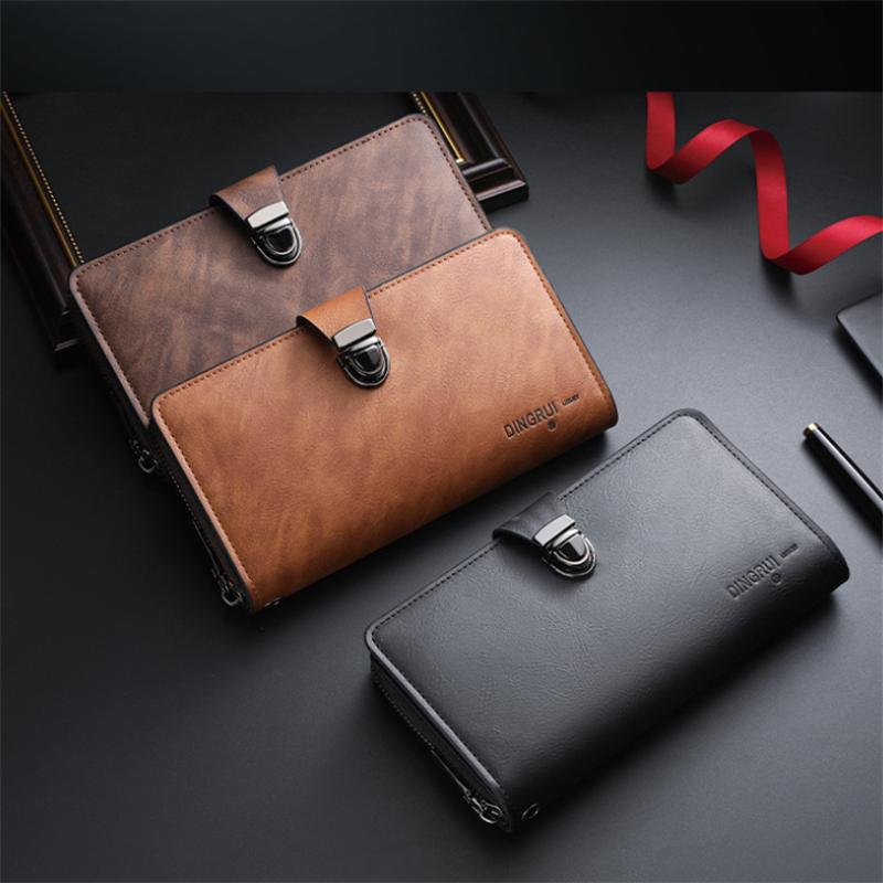 Pu Handhold Long Zipper Wallets Men Women  Business Coin Pocket Multi-Card Slot Card Case Wallet Luxury Purse Phone Bag