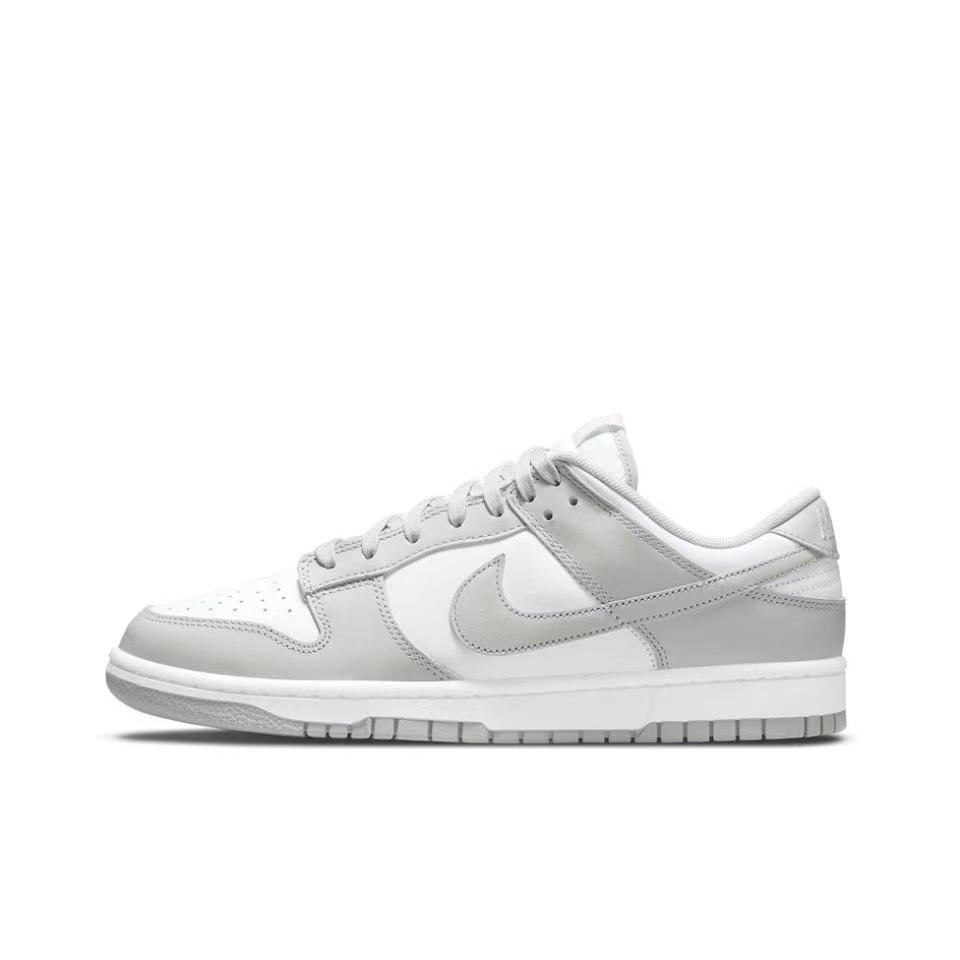 Nike Dunk LOW RETRO Leather Cushioning, Wear Resistant Low Top Skateboard Shoes Unisex White Silver HF0730-160(Team120-2)