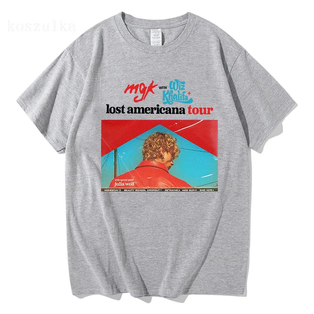 MGK Lost Americana Tour High Quality Oversized Tshirt Machine Gun Kelly Singer Graphic Tshirt YK Short Sleeve Casual Tee