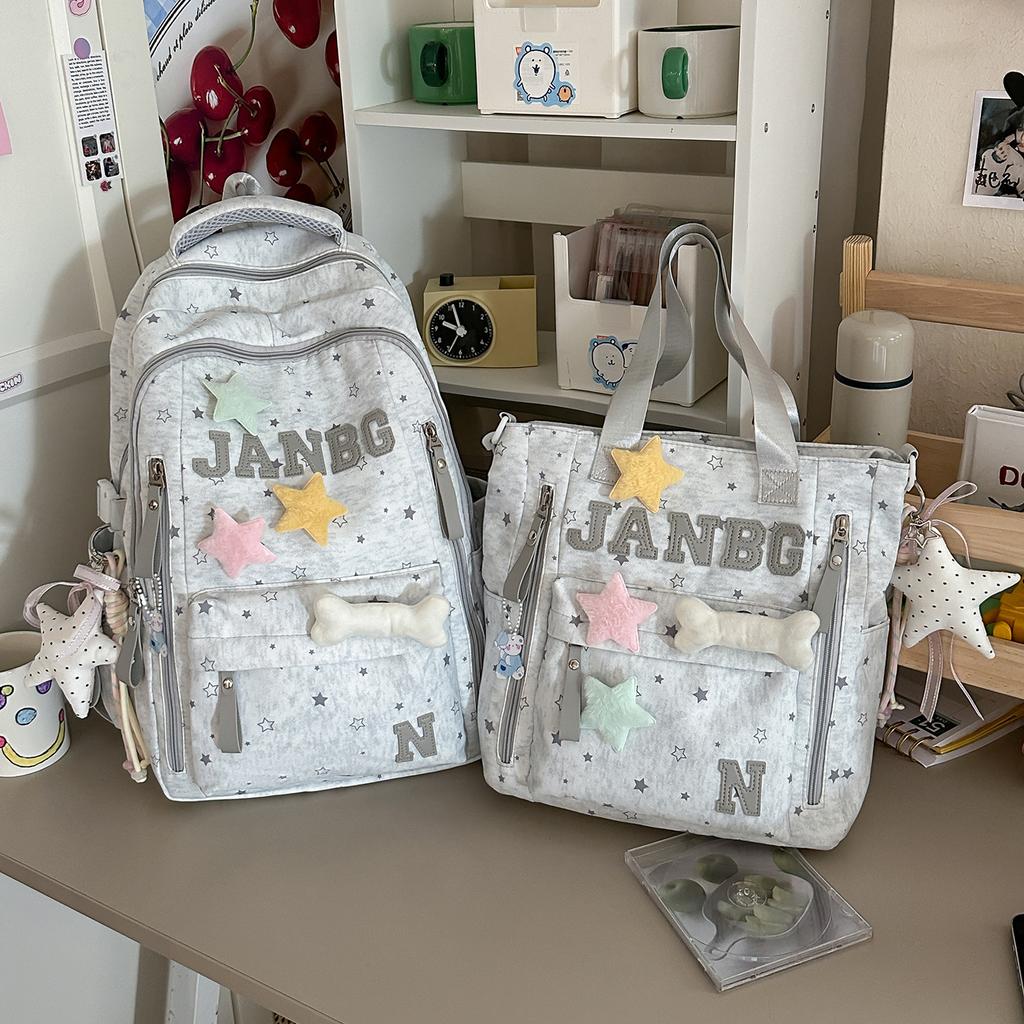 Schoolbag New High-value Star Schoolbag Women's Large-capacity Lightweight Backpack Campus Wind Letter Backpack Student Make-up Bag