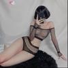 Sexy Lingerie Hot Erotic Tights Babydoll Cosplay Costumes Girls Anime Underwear Set Hollow Out Fishnet Top Low-waisted Shorts