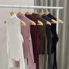 Korean High Neck Off-the-Shoulder Sheer Slimming Long Sleeve Curved Hem Women's Top