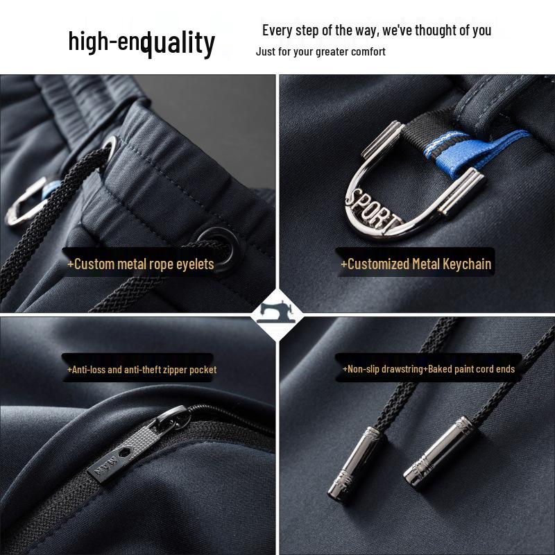 Men's Autumn Fleece-Lined Straight-Leg Elastic Sweatpants - Plus Size Casual Sports Pants