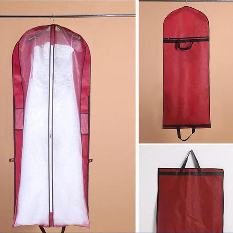 Wedding Dress Garment Bag - Thickened Non-Woven Dust Cover with Handles, Foldable 2-in-1 Gown Protector for Bridal/Bridesmaid