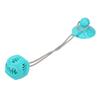 Suction Cup Dog Chewing Toy Molar Spherical Leaker Sucker Bell Dog Rope Ball Toy for DogsLake Blue