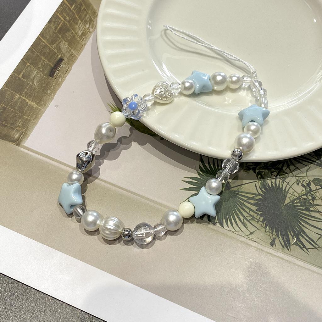 Aesthetic Pearl Phone Strap with Camellia Charm, Beaded Phone Lanyard for Mobile Case, Fashion Anti-Loss Chain for Bag