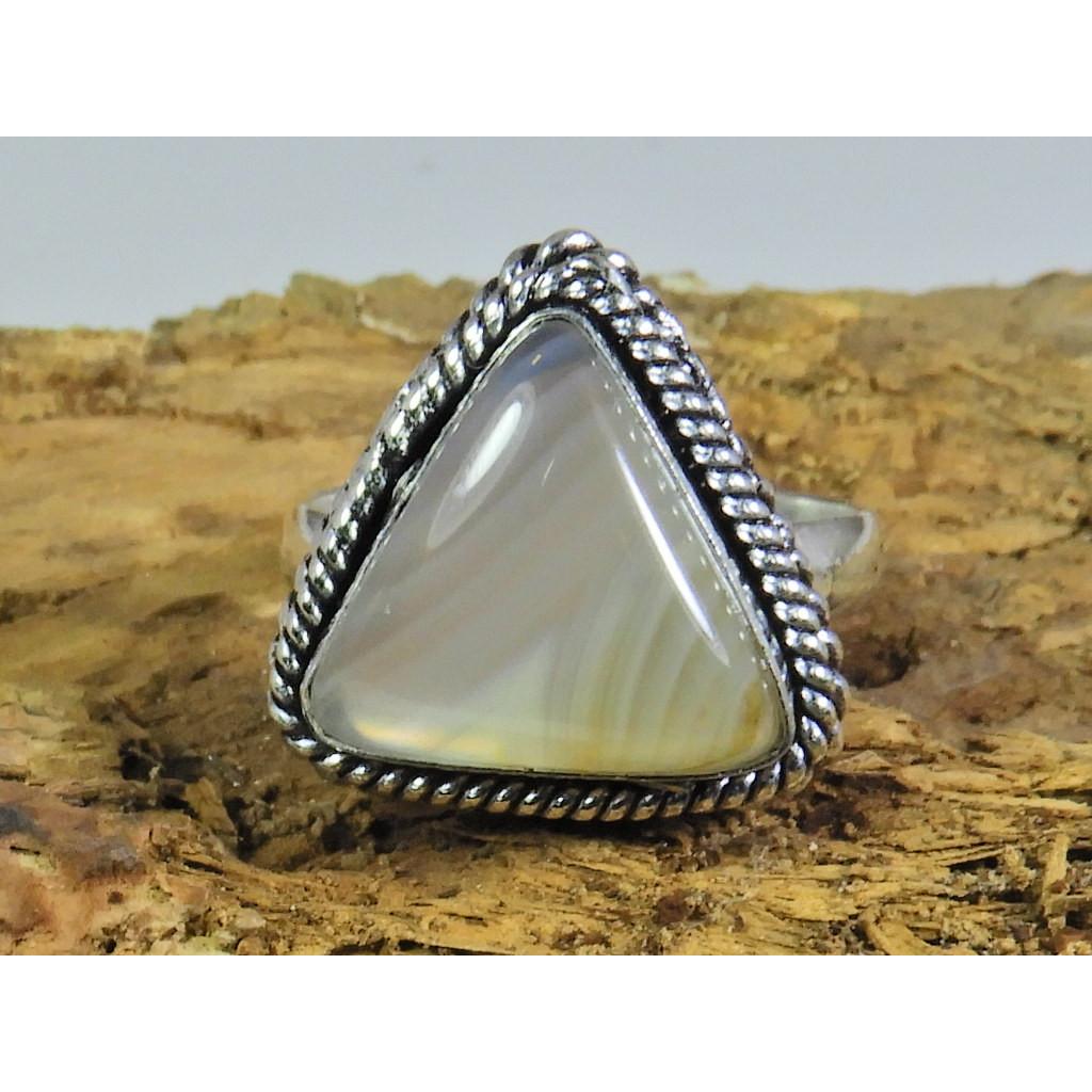

Natural Botswana Agate 925 Solid Sterling Silver Ring Size US-8.5 PG-170