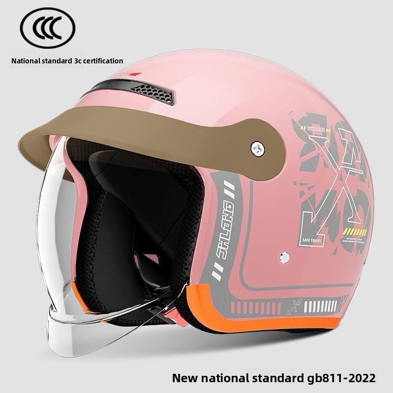 Electric Car Helmet Men's and Women's Half Helmets, Battery Car Winter Warm and Cold Four-season Universal Half Helmet Helmet