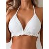 Costume da bagno Bikini da donna a tre pezzi Sexy con laccetto posteriore Monocolore Costumi da bagno