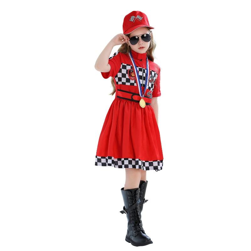 Halloween Costumes Kids Racing Uniforms Girls Racers Cheerleading Uniforms Girls Dresses Carnival Uniforms