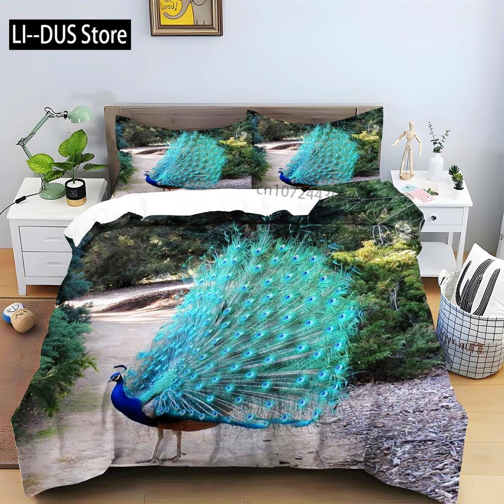Peacock Comforter Cover Bedding Set For Kids Adults Girls Animals Duvet Cover 1 Duvet Cover With 2 Pillowcases King Queen Size