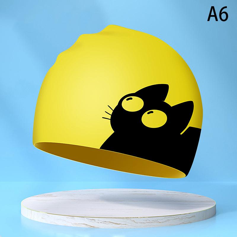 

Милая шапочка для плавания с котиком для длинных волос, защита ушей, для детей, водонепроницаемая, эластичная, силиконовая, для бассейна, шапочка для купания, шапочка для дайвинга