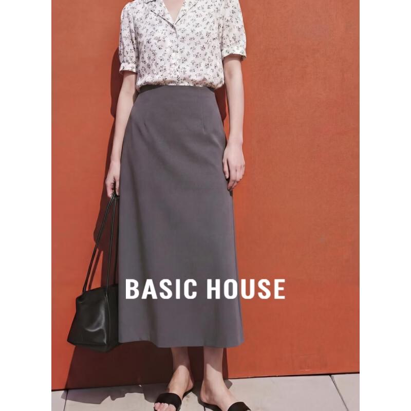 Basic House Women s Grey Tencel Blend A-Line Suit Skirt 2XL