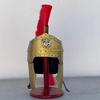 Engraved Roman Centurion Helmet with Red Plume, Display Stand