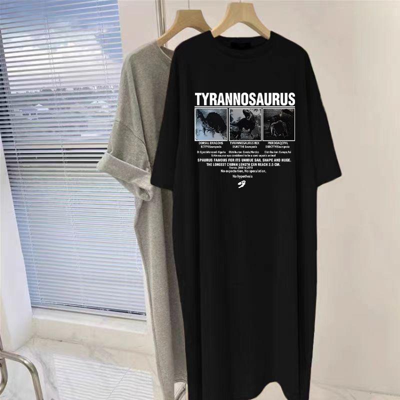 New Maternity Summer Top Fashion Pure Cotton Korean Version Loose Short-sleeved T-shirt Skirt Dress Medium and Long