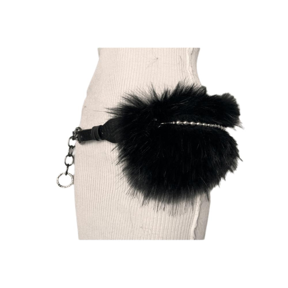 Y2K Furry Waistband Rhinestone Plush Waist Belt Fashion Leather Fur Belt  Daily