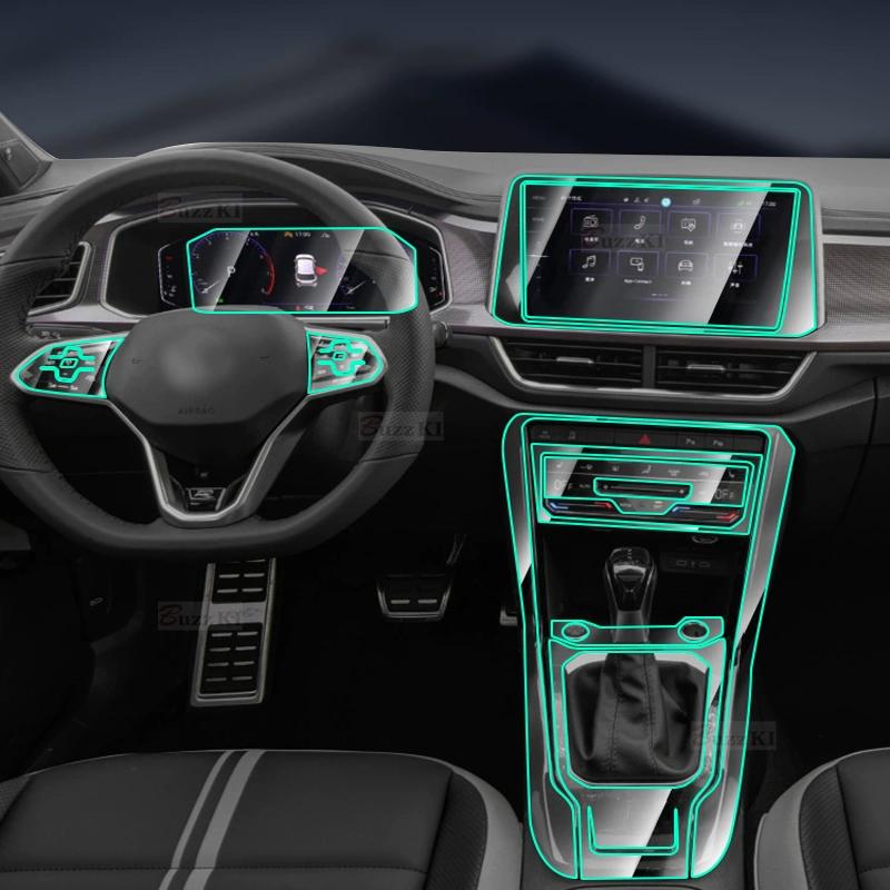 For VOLKSWAGEN T-Roc -24 Screen TPU Transparent Protect Film Car Interior Sticker Gear Navigator Door Panel Car Accessories