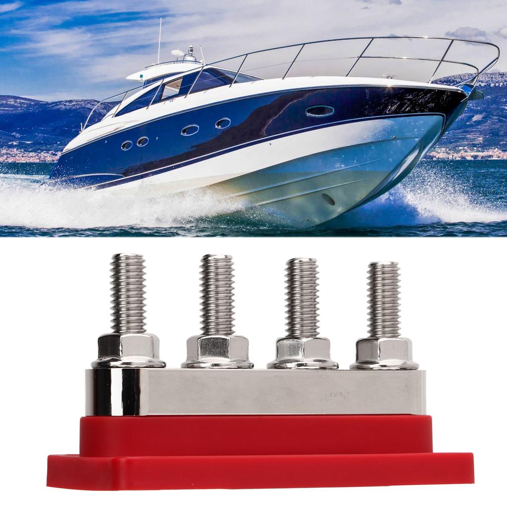Battery Bus Bar  12V to 48V 600A High Current M10 4 Stud Power Distribution Block for Car RV Boat Yacht
