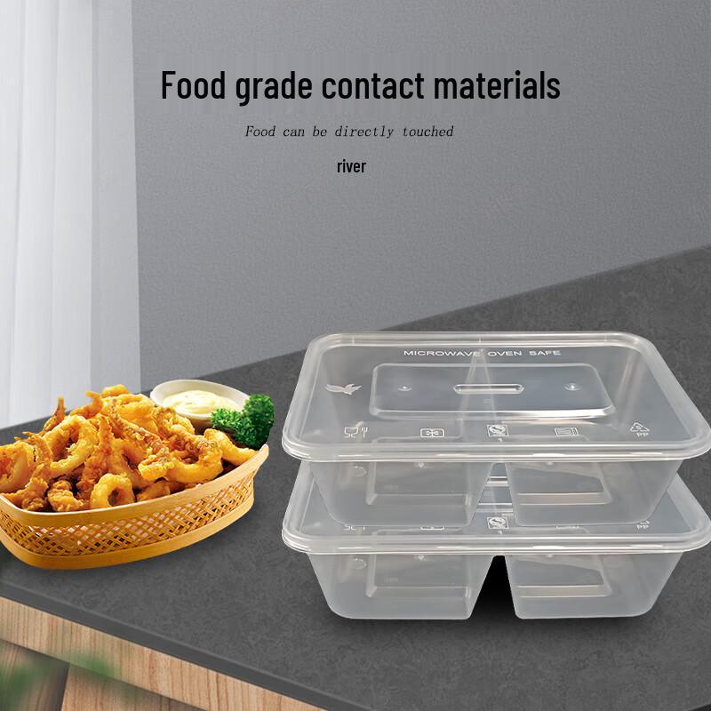 Disposable Rectangular Double-Compartment Meal Box