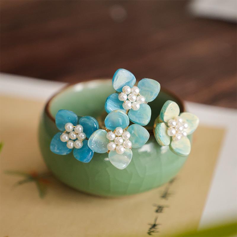 Liu Miantang-Style Hanfu Glazed Blue Hairpin: Ancient Chinese Costume Accessory