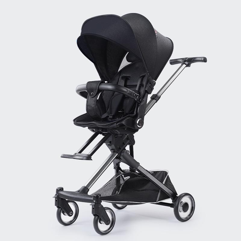 

Детская коляска Hebao из алюминиевого сплава, складывающаяся в двух направлениях, с высокой посадкой и амортизацией. чёрный