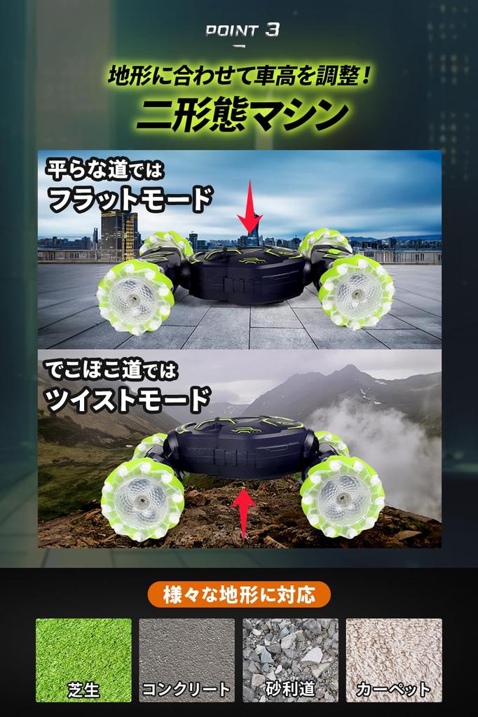 [MRGGift Wrapping Available] RC Car with Palm Control, Gesture Control, 360° Rotation, Two-Form Transformation, Steam & LED Lights, IndoorOutdoor