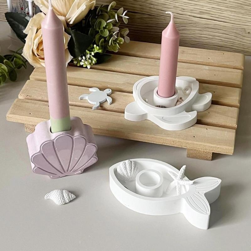 3Pcs Reusable Silicone Candle Making Mould Craft for Home Decoration Shell Fish Turtles Shape Sturdy Materials