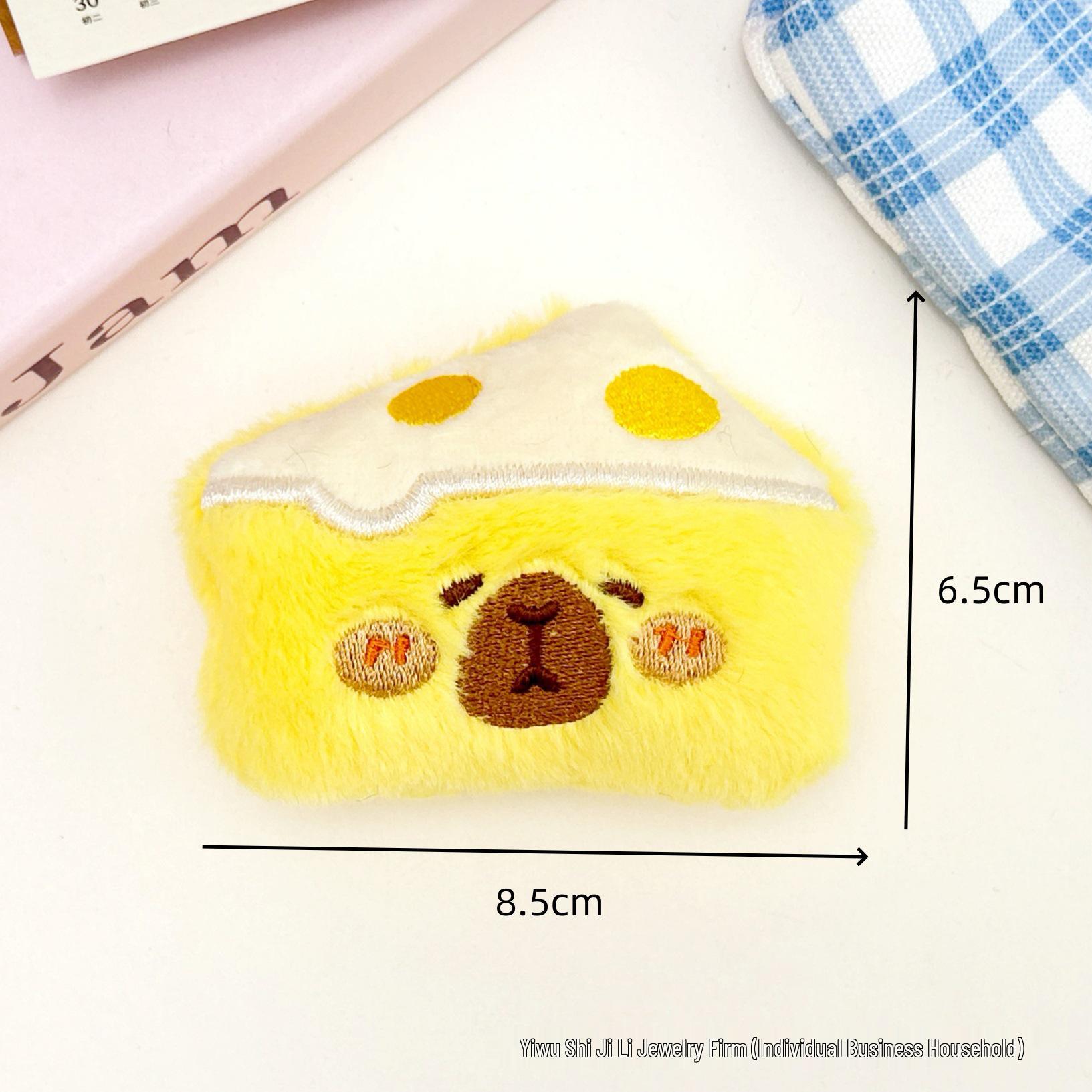 Cartoon Croissant Squeaky Pendant Capybara Cheeseburger Brooch