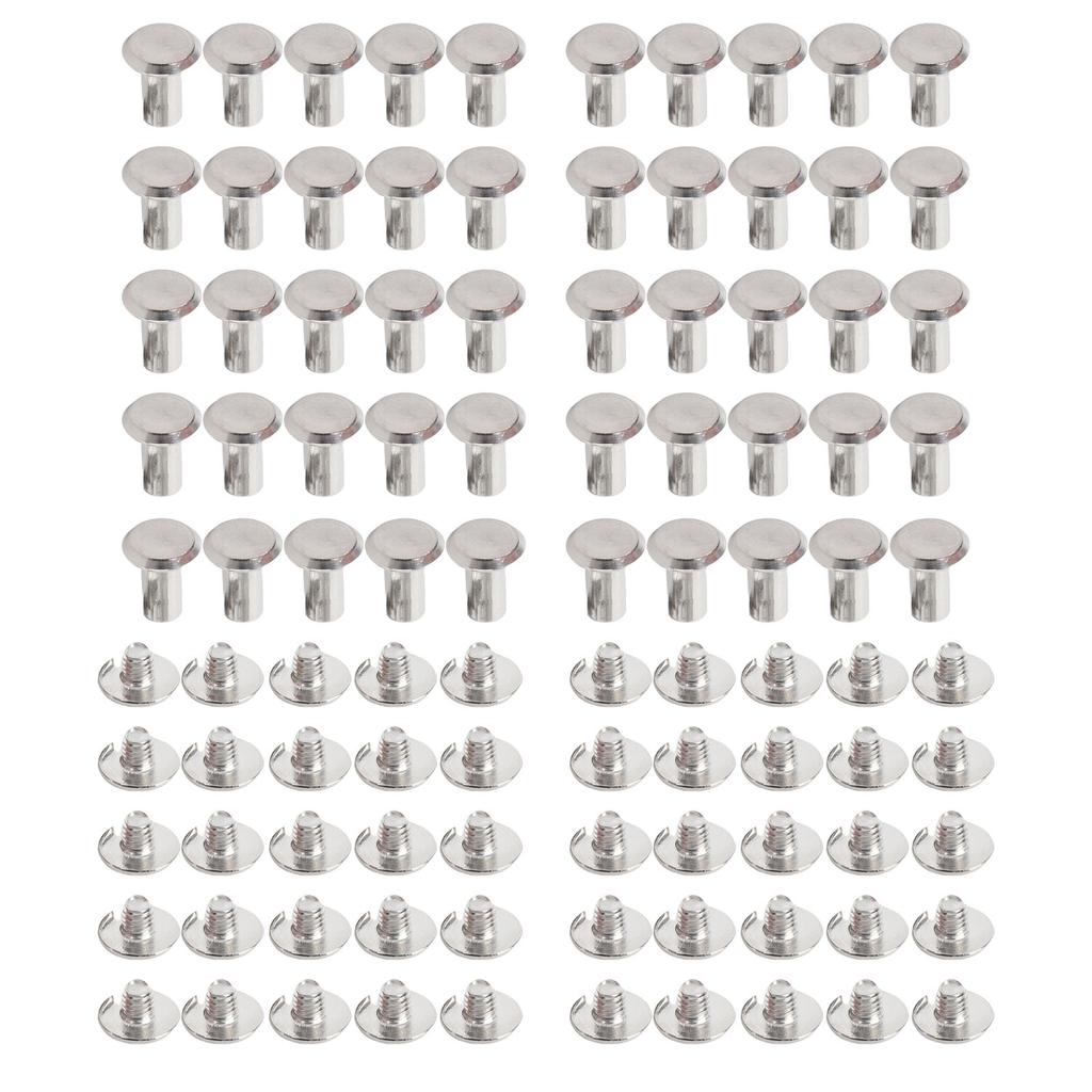 50 sett nagler skruer sett M4 rustfritt stål flatt rundt gjerdeklem mutter for lærhåndverk