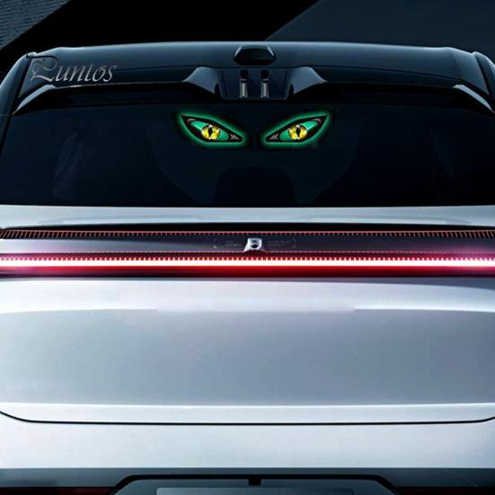 Visual Alert for Night Driving Solar Demon Eye Car Window Light, Waterproof Wireless Dynamic Warning Sign with Suction Auto Interior Ambient Lighting