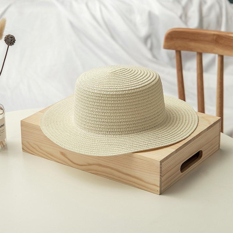 Summer Wide Brim Straw Hat Women Wide Brim Vacation Beach Hat Simple Foldable Travel for Sun Hat Sunscreen UV for Sun Ca
