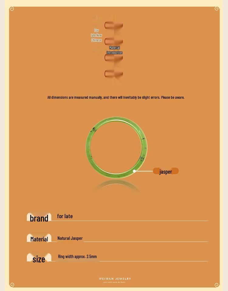 Pravý prsten z nefritu 'Puntíkované Kiwi': Hetianská špenátově zelená, Jednoduchý pásek, Dárek ve starém stylu