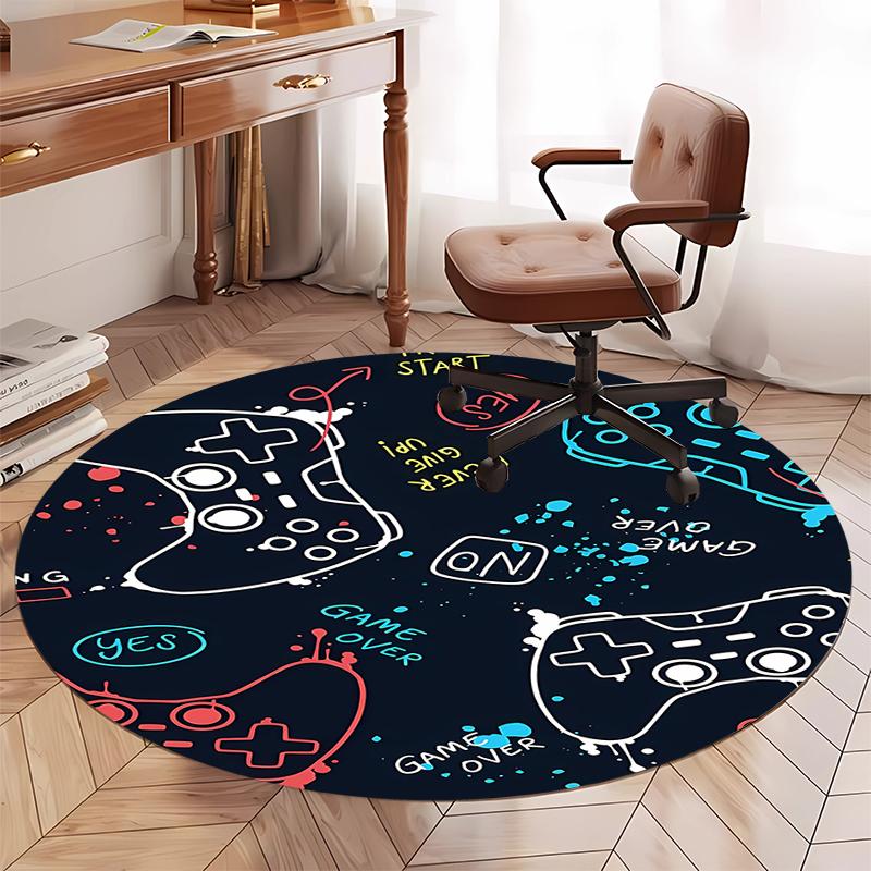 Game Controller Printed Round Rug Carpet Chair Rug Area Rug Entryway Doormats,for Office Chair Living Room Bedroom Kitchen Room.