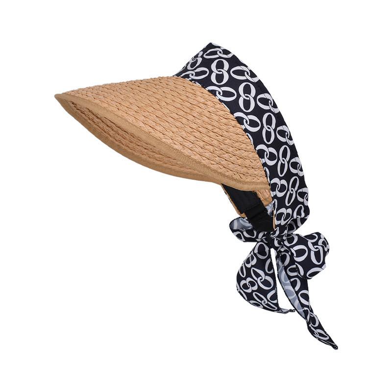 Summer Straw Hat With Wide Brim And Bow For Beach Sun Protection