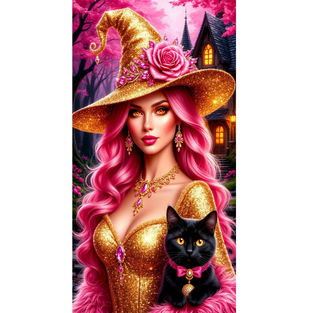 Large Size Mosaic DIY Full Diamond Painting Kits Art Beautiful Witch and Owl Embroidery Cross Stitch Rhinestones
