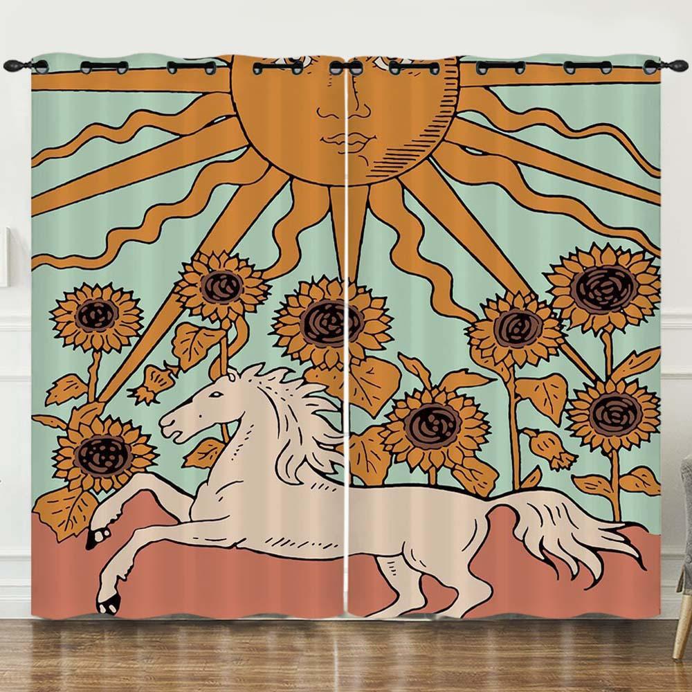 Curtains Sun And Moon Helios 3D Digital Printing Blackout Curtain Punching