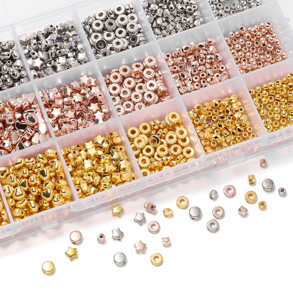 1440pcs CCB Spacer Beads Set 18 Grids Love Round Loose Bead for DIY Bracelet Necklace Earrings Jewelry Making Accessories Kits