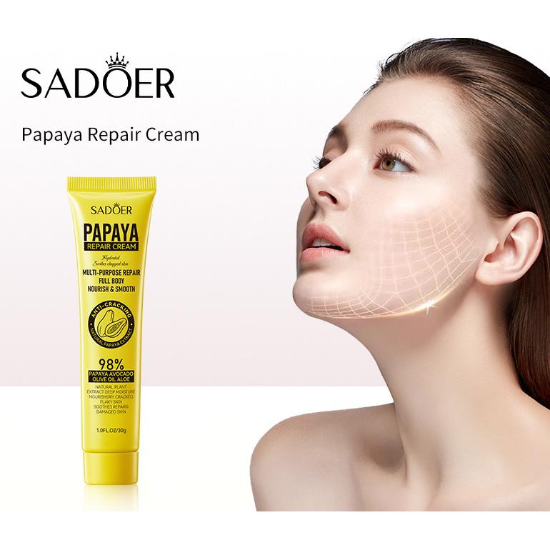 SADOER Papaya Moisturizing Cream Anti Cracking Repair Hydrating Heel Neck Face Universal Body Cream Skin Care Products