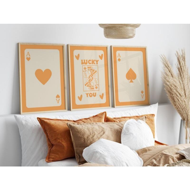 Multi Colour Fashion Retro Wall Art Ace of Spades Love Canvas Painting Pink Orange Yellow Black Green Blue Purple Bedroom Poster