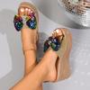 Sequin Bow Platform Sandals for Women 2025 Summer New Arrival Plus Size Thick Sole Strappy Sandals