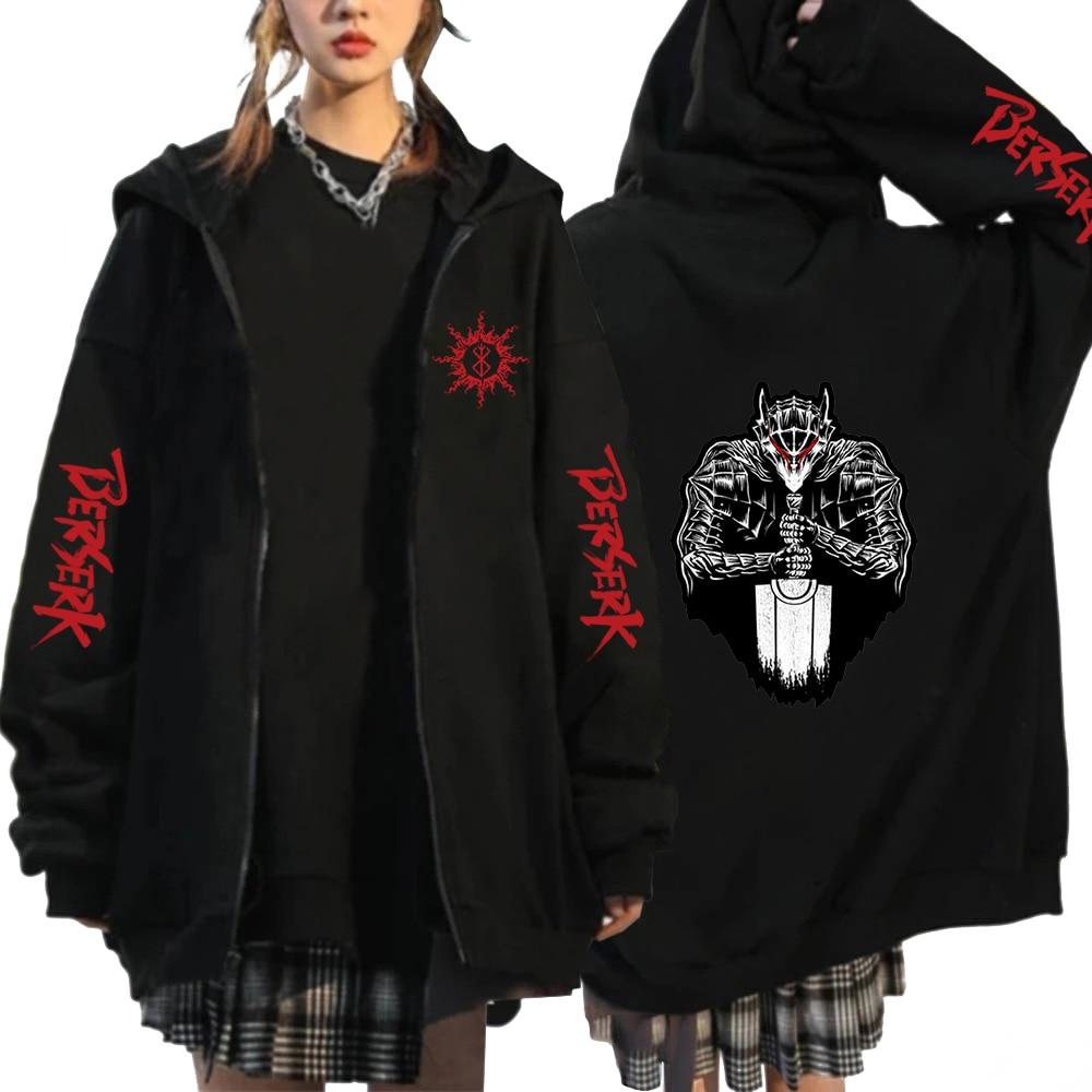 Autumn Winter Zip Coat Hoodie Fashion Sweatshirt Harajuku Anime Berserk Cool Loog Sleeve Men Women Jackets Clothes Harajuku Puck