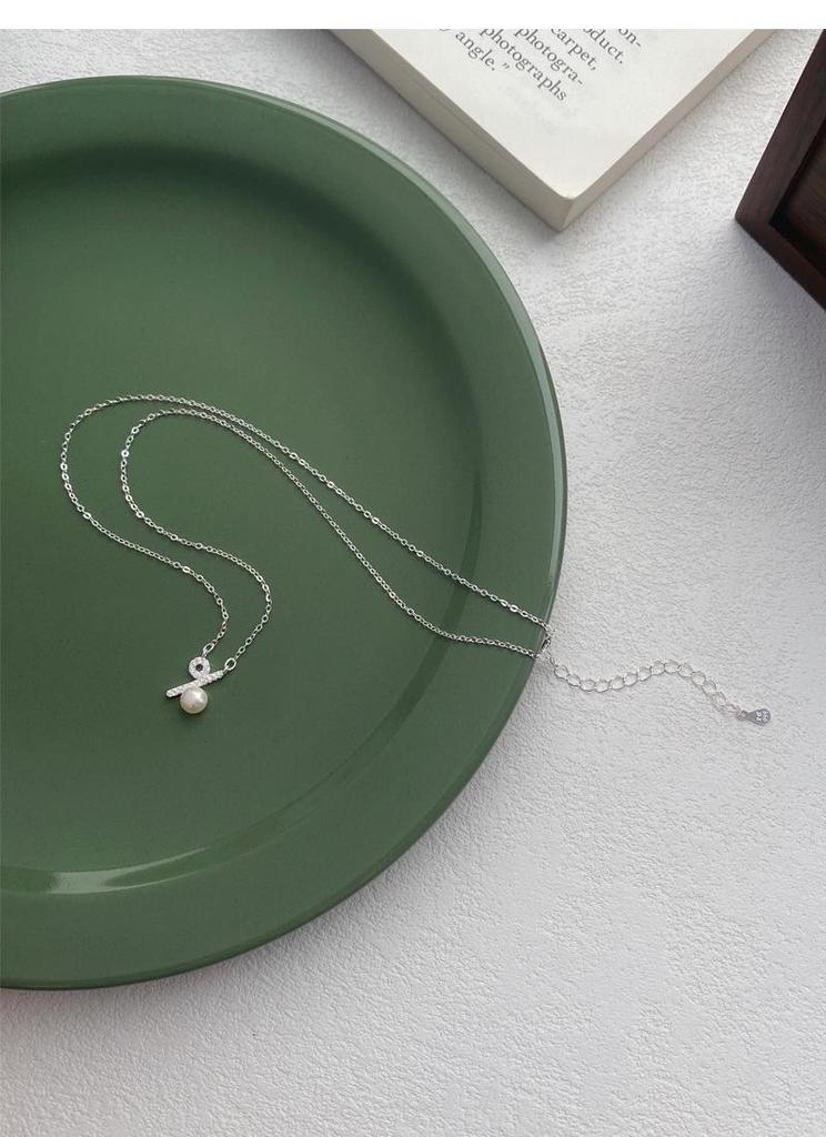 S999 Sterling Silver Freshwater Pearl Percentage Necklace High-End Clavicle Chain Accessory