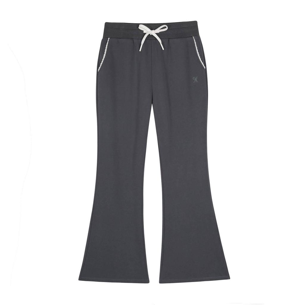 Korean Bow Print Flared Sweatpants - Plus Size Slim Fit Women's Casual Pants for Spring