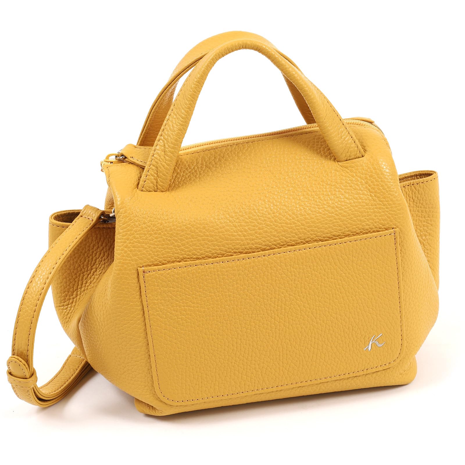 

Shrink leather handbag with less noticeable scratches Mustard 43431 [Kitamura] 2-way Z-0637 Women s [Yellow]