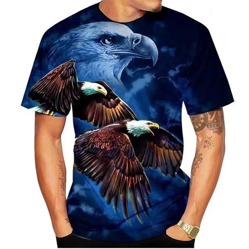 3D Print Sport Quick Dry Breathable Men Eagle Print American Bird Outdoor Casual Street Fashion Running Short Sleeve Top