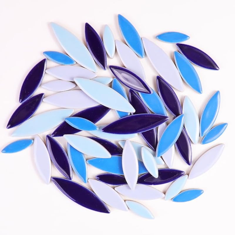 454g Petal Ceramic Mosaic Tiles for Crafts Art, Water Drop Flower Tiles Irregular Ceramic Tiles Bulk, 0.4 Inch Square Glazed Porcelain for DIY Mosaic