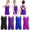 Girls Basic One Piece Cross Back Straps Gymnastic Ballet Dance Leotard Unitards Bodysuit Athletic