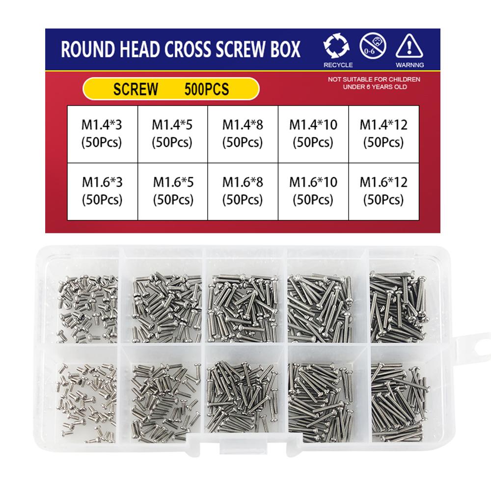 M1 M1.2 M1.4 M1.6 M2.5 M3 Metrisches Gewinde Maschinenschraube Kreuzschlitz Senkkopf Kreuzschlitz Schrauben Kasten-Set 304 Edelstahl Sortiment-Kit