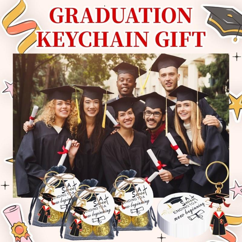 20pcs Zinc Alloy Keychains Graduate Key Rings with Bag Graduation Souvenirs For Educators Students Nurses Boys Girls